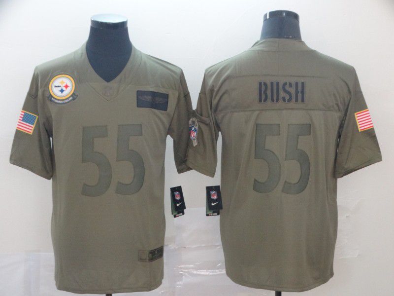Men Pittsburgh Steelers #55 Bush Nike Camo 2019 Salute to Service Limited NFL Jerseys